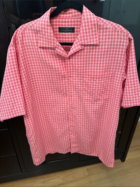 Bugatchi Pink Plaid Short-Sleeve Button-Down Shirt